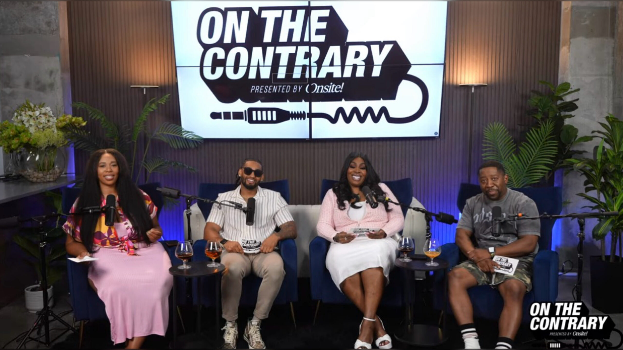 On the Contrary panelists Kash the Sexologist, Luis, Rico, and Taz sit together on stage discussing why men struggle to tell the truth.