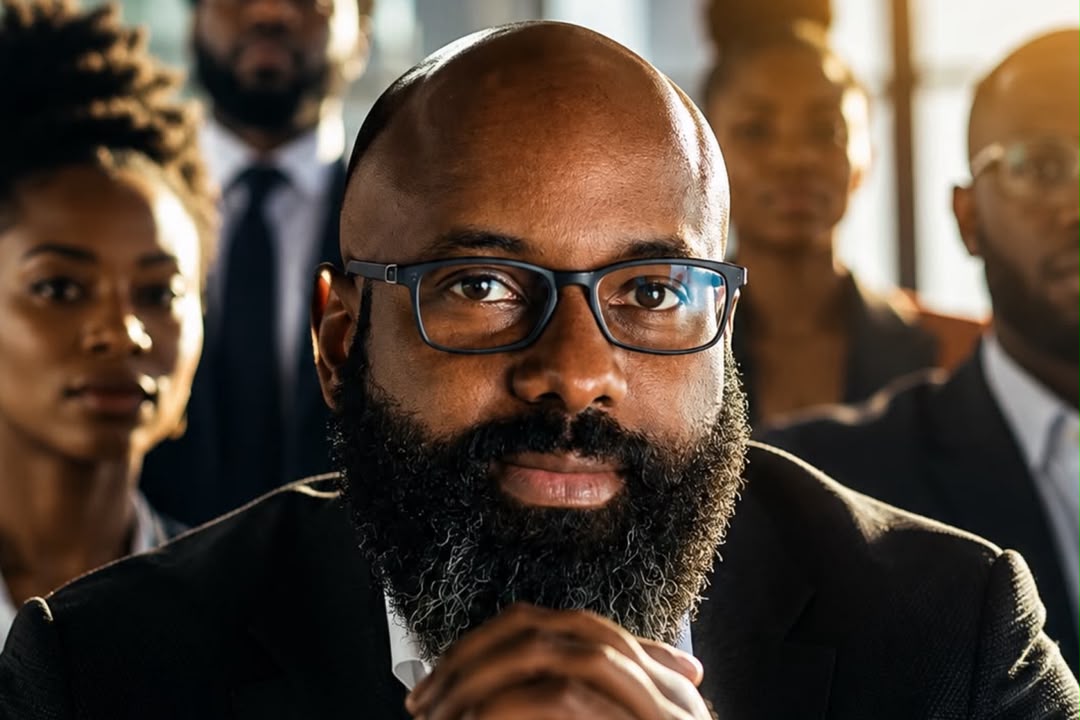 Black entrepreneur working on a business in an office